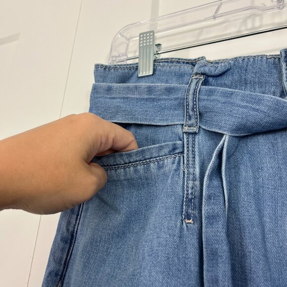Paige Size 30 Blue Nellie High Waist Belted Wide Leg Crop Jeans - Picture 6 of 13